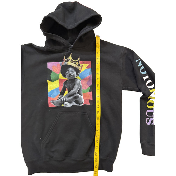 Notorious BIG Hoodie Mens Small Black Graphic Crown Baby Rap Hip Hop Sleeve Hit - Picture 5 of 7